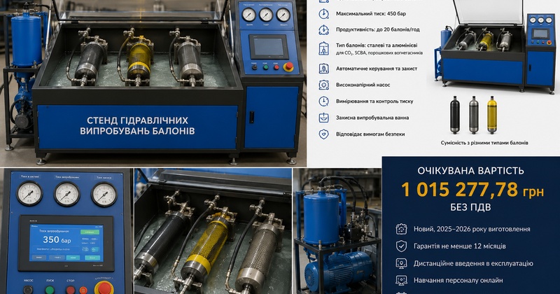 Херсонська ДСНС шукає постачальника стенда для випробування балонів за понад 1 мільйон