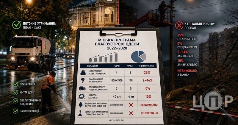 Освітлення без ремонту: що відкрив звіт мерії про благоустрій Одеси в межах мільярдної програми
