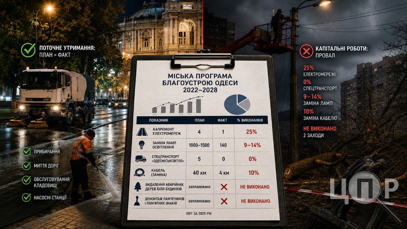 Освітлення без ремонту: що відкрив звіт мерії про благоустрій Одеси в межах мільярдної програми